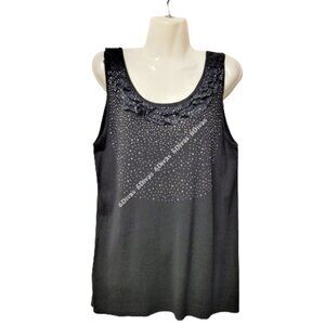 Sleeveless black Top or Blouse with sequins Sizes M / L / XL - New!
